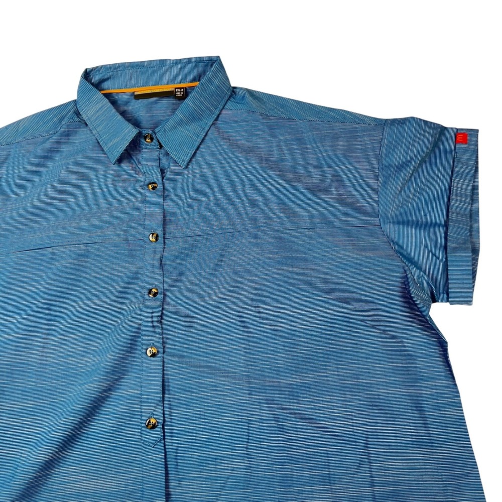 McDonalds Apparel Collection Mens 2XL-R Blue Micro Stripe Short Sleeve Shirt